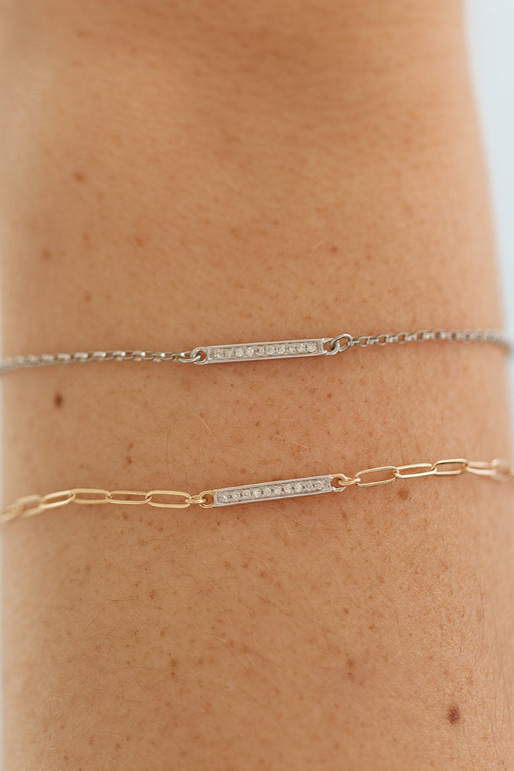 Yellow Gold Pave Bar