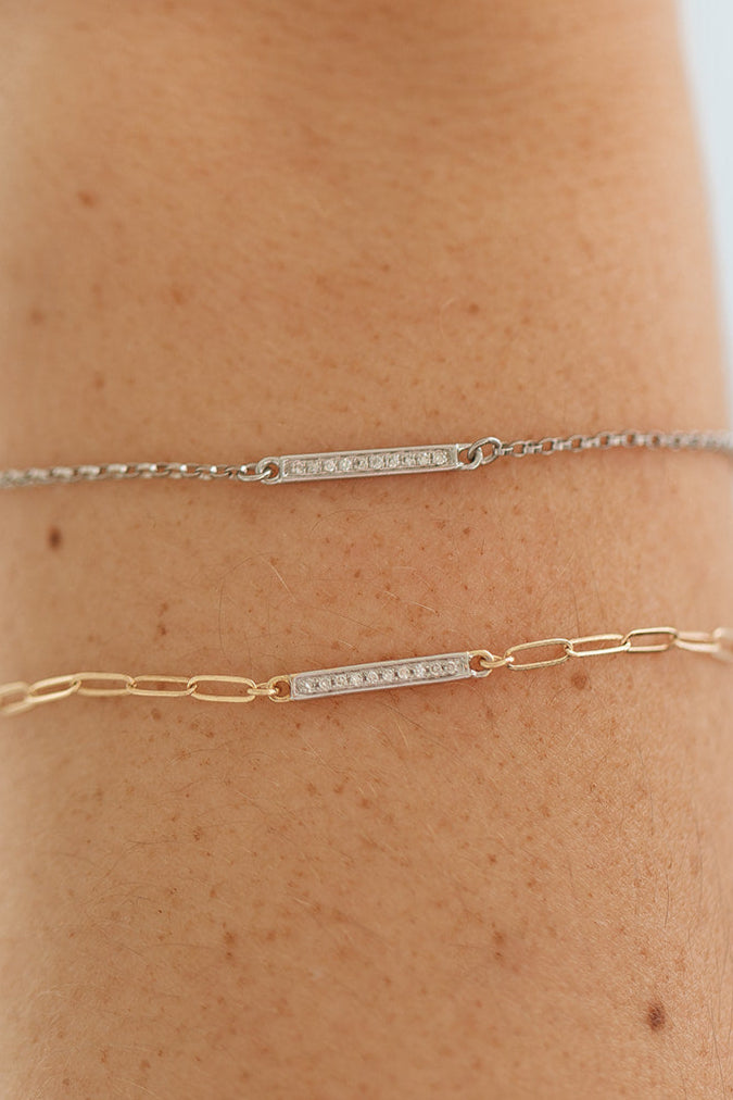 White Gold Pave Bar